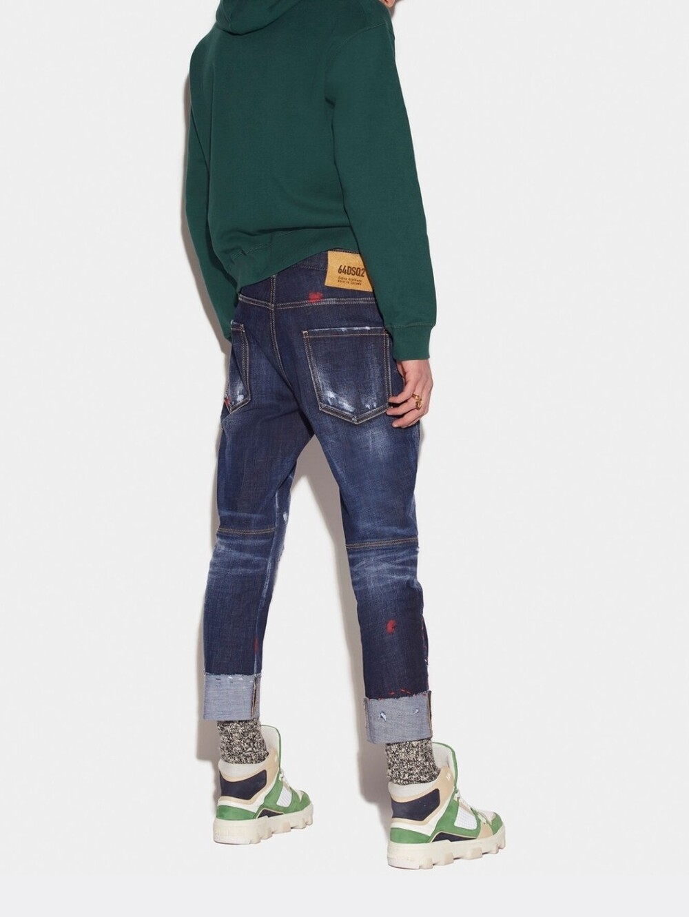 Dsquared Destination Love Wash Sailor Paint-Splatter Dark Blue Jeans Size 50